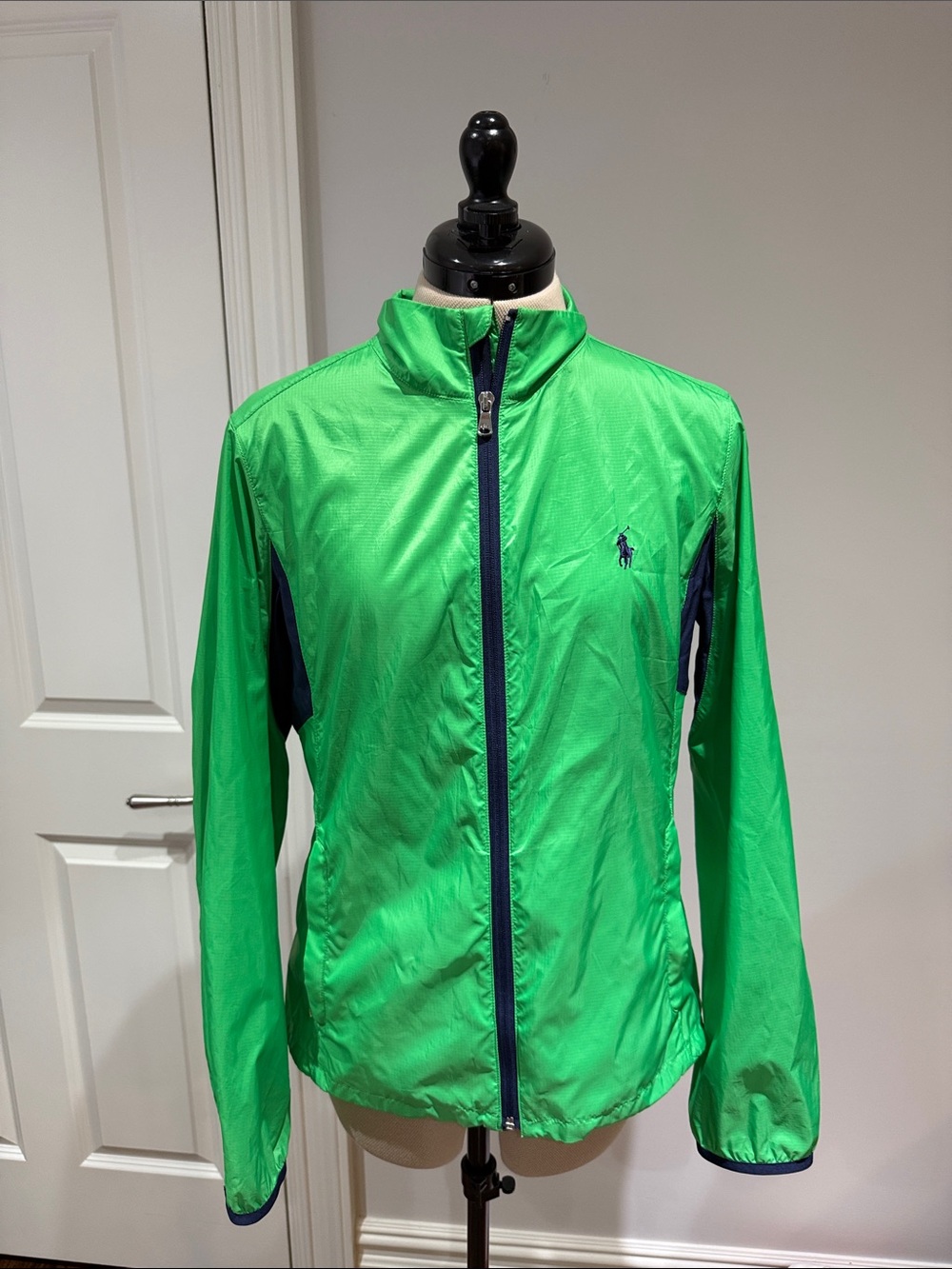 Women's Ralph Lauren Golf Green Lightweight Windbreaker Navy Trim M